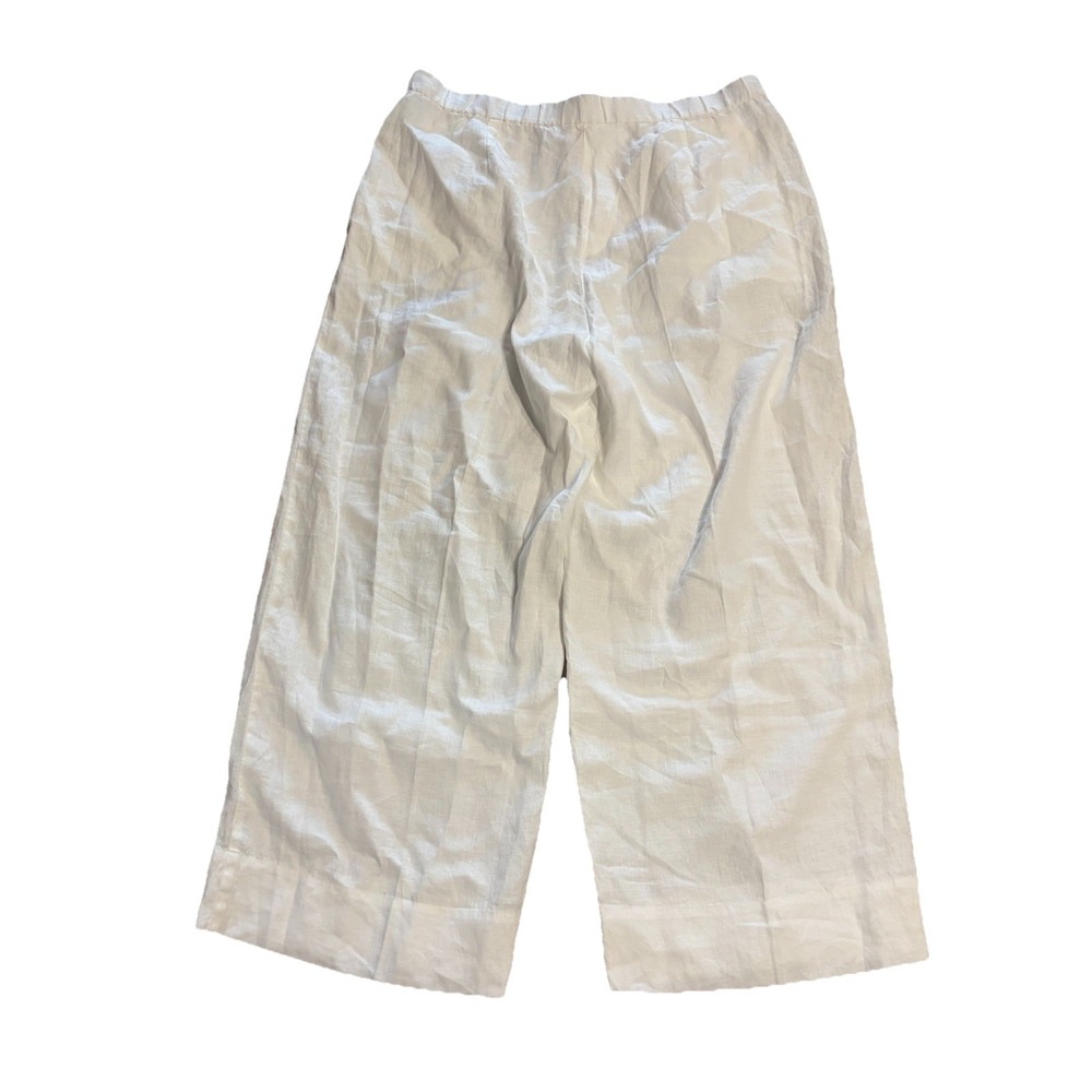 Eileen Fisher Womens XL Organic Linen Trouser Pant Wide Leg White Beach Relaxed - Picture 6 of 7